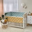 Protectie laterata patut bebe din 4 piese menta-mustar (8)